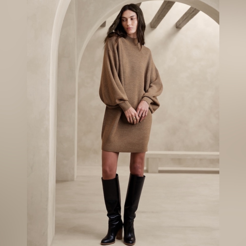 NWT! Banana Republic Chestnut Brown Landa Merino Sweater Dress - Multiple 🍐